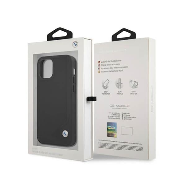 BMW nahkainen kohokuvioitu iPhone 12 / iPhone 12 Pro -kotelo (musta)