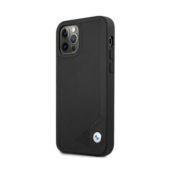 BMW nahkainen kohokuvioitu iPhone 12 / iPhone 12 Pro -kotelo (musta)