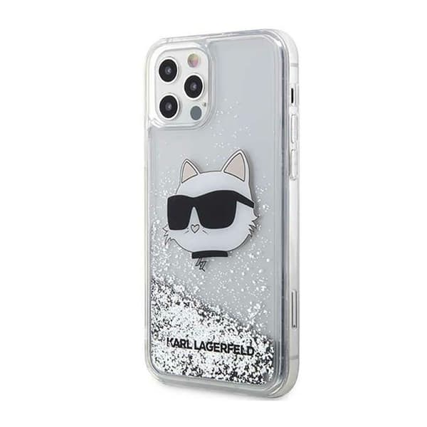 Karl Lagerfeld Liquid Glitter NFT Choupette Head - iPhone 12 / iPhone 12 Pro cover (sølv)