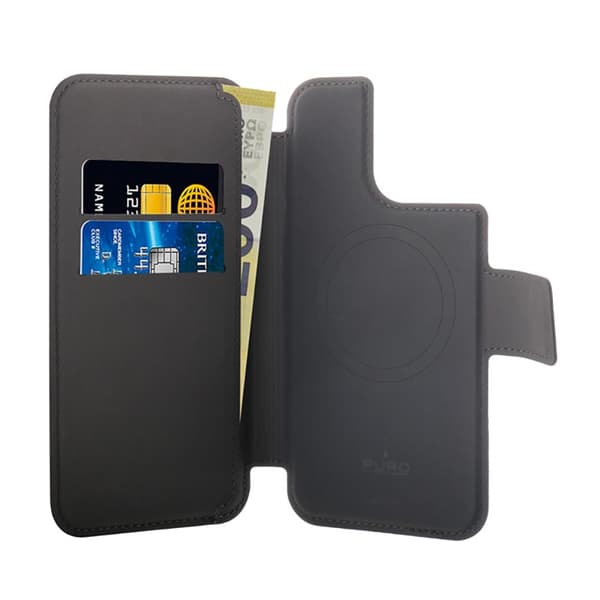 PURO Folio MagSafe -kotelo - iPhone 14 Pro / 13 Pro -kotelo (musta)