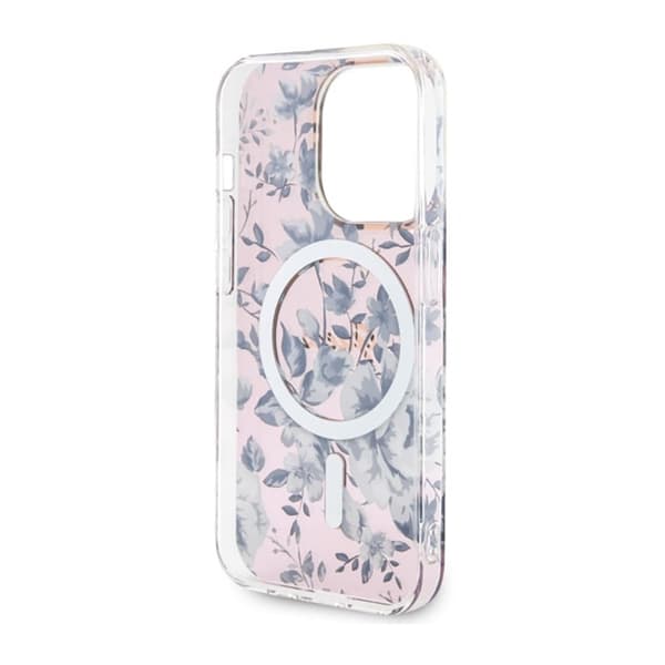 Guess Flower MagSafe - iPhone 14 Pro Max -suojakuori (vaaleanpunainen)