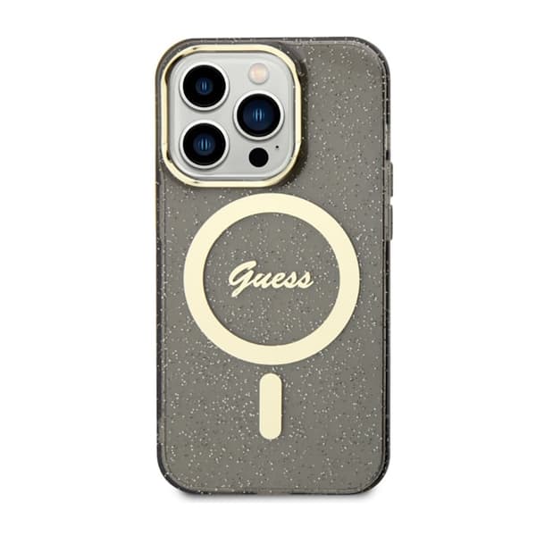 Guess Glitter Gold MagSafe - iPhone 14 Pro-skal (svart)