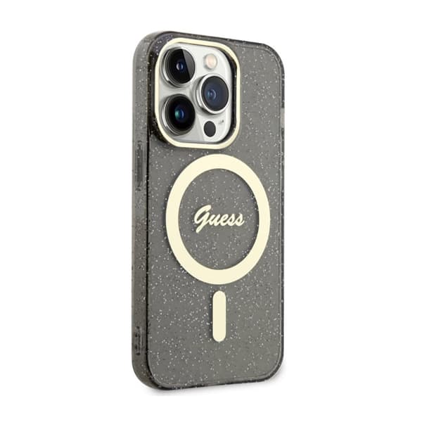 Guess Glitter Gold MagSafe - iPhone 14 Pro-skal (svart)