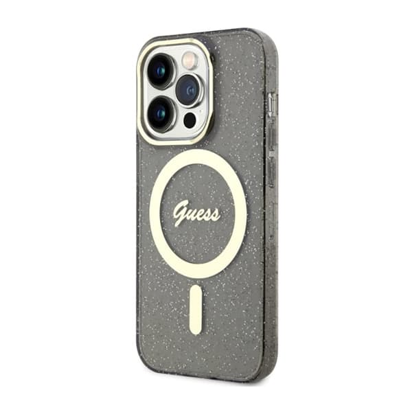 Guess Glitter Gold MagSafe - iPhone 14 Pro-skal (svart)