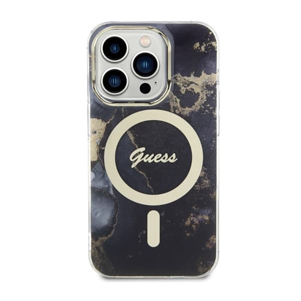 Guess Golden Marble MagSafe - iPhone 14 Pro -kotelo (musta)