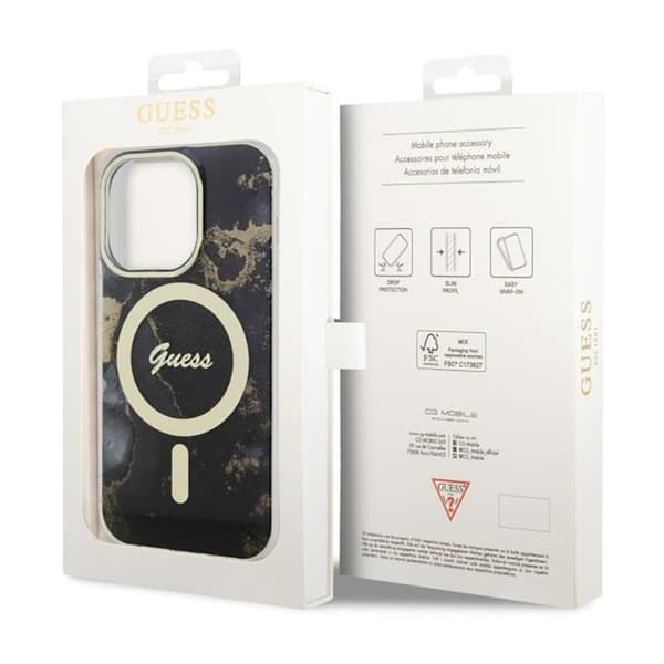 Guess Golden Marble MagSafe - iPhone 14 Pro cover (sort)