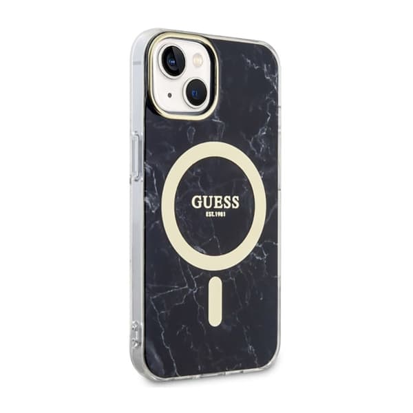 Guess Marble MagSafe - iPhone 14 -kotelo (musta)