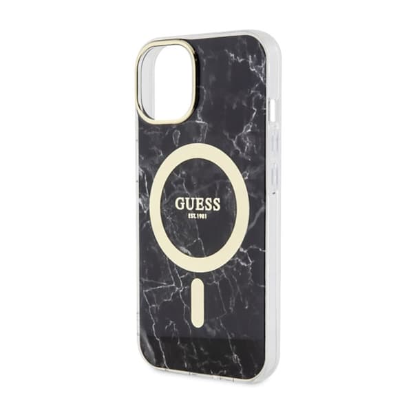 Guess Marble MagSafe - iPhone 14 -kotelo (musta)