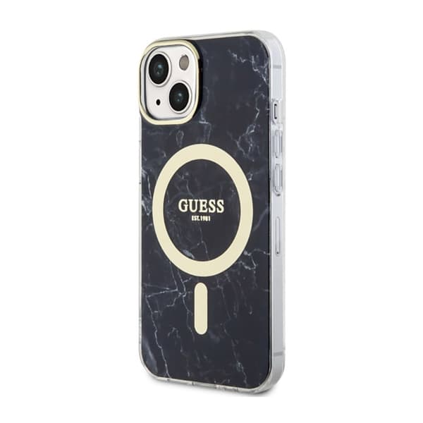 Guess Marble MagSafe - iPhone 14 -kotelo (musta)