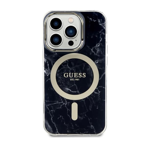 Guess Marble MagSafe - iPhone 14 Pro -kotelo (musta)