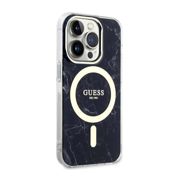 Guess Marble MagSafe - iPhone 14 Pro -kotelo (musta)