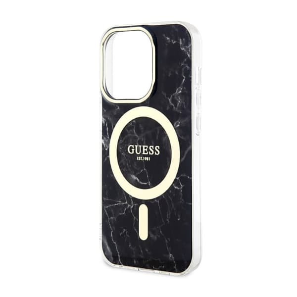 Guess Marble MagSafe - iPhone 14 Pro -kotelo (musta)