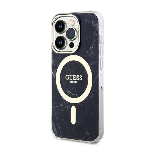 Guess Marble MagSafe - iPhone 14 Pro -kotelo (musta)