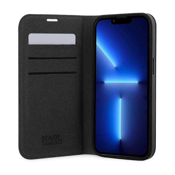 Karl Lagerfeld Booktype Saffiano Monogram - iPhone 14 Pro Max -kotelo (musta)