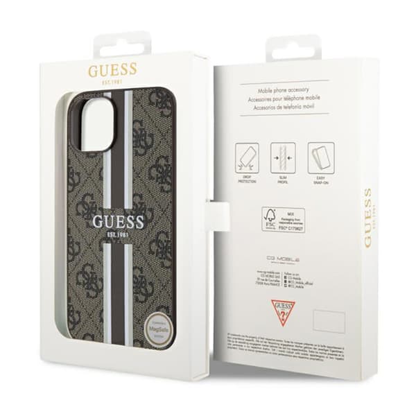 Guess 4G Printed Stripes MagSafe - iPhone 14 Plus cover (brun)