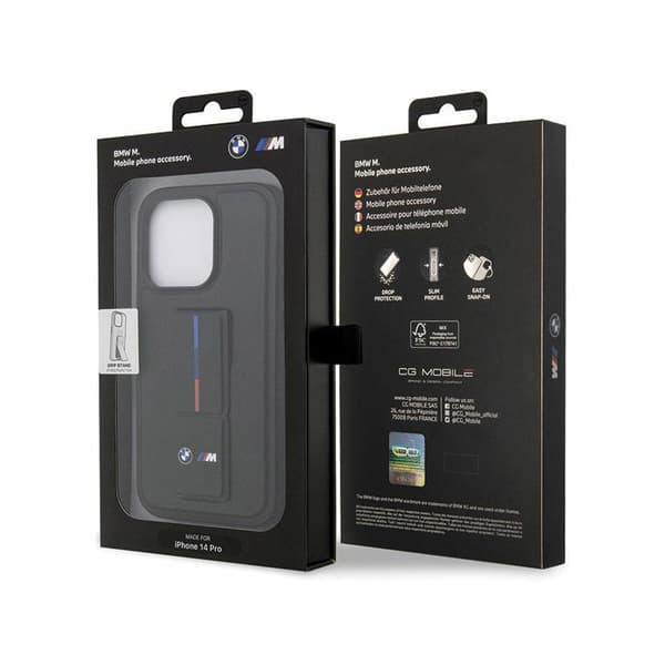 BMW Grip Stand Hot Stamp - iPhone 14 Pro cover (sort)