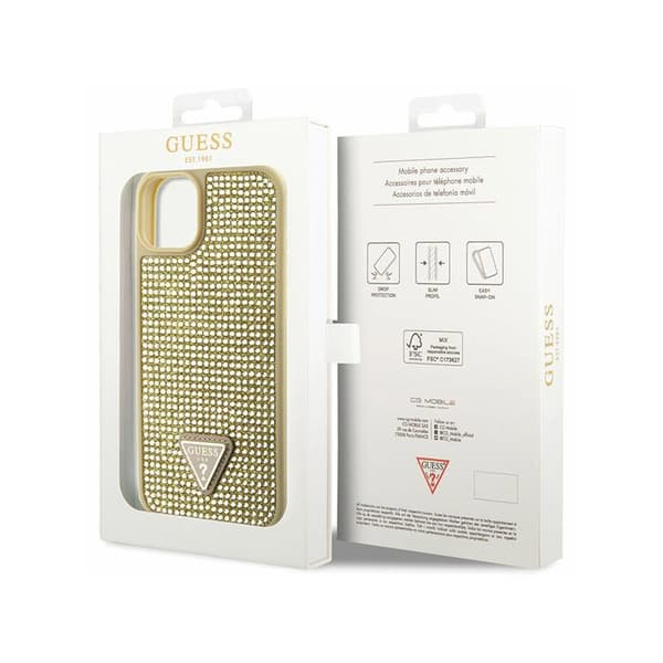 Guess Rhinestone Triangle - iPhone 14 Plus cover (guld)