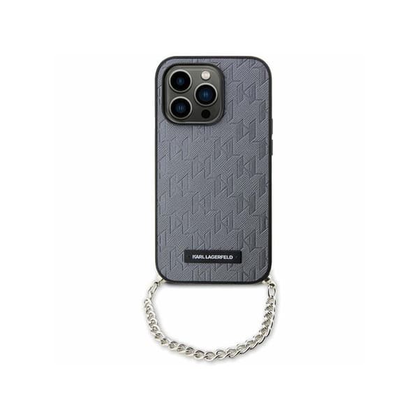 Karl Lagerfeld Saffiano Monogram Chain - iPhone 14 cover (sølv)