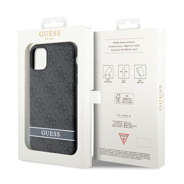 Guess 4G Printed Randig - iPhone 11 / iPhone XR-skal (grått)