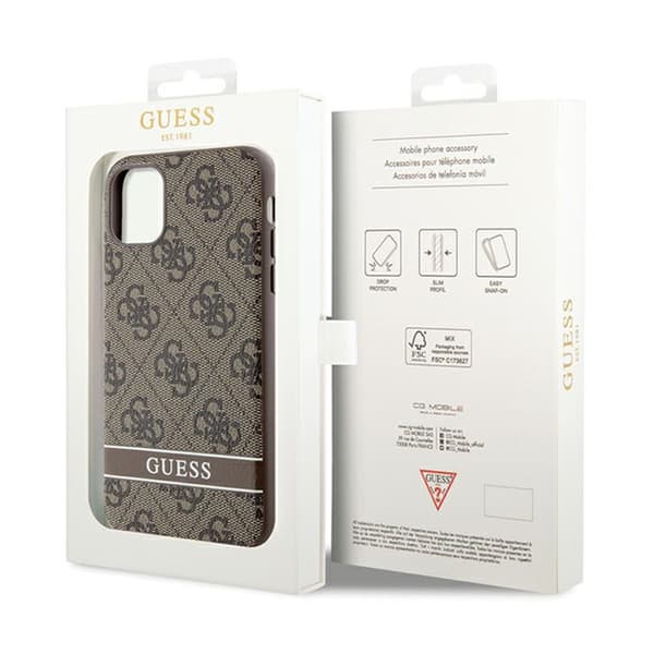 Guess 4G Printed Stripe - iPhone 11 / iPhone XR cover (brun)