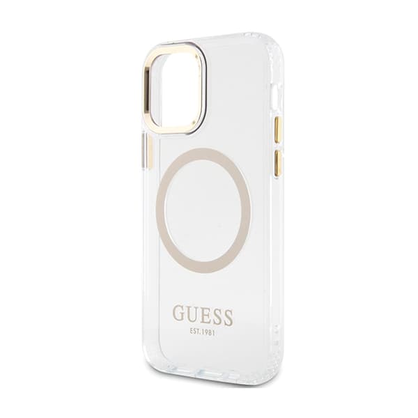 Guess Metal Outline MagSafe - iPhone 12 / iPhone 12 Pro-skal (transparent / guld)