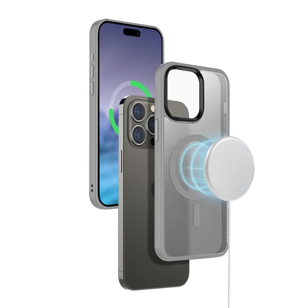 Crong Hybrid Frost MAG Cover - iPhone 15 Pro MagSafe-cover (grå)