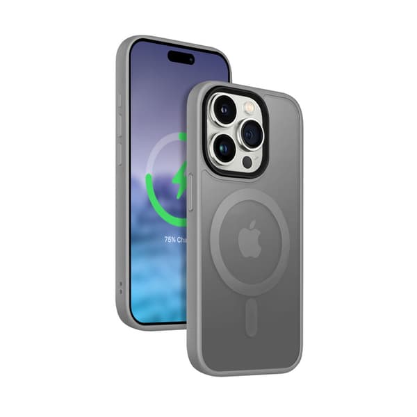 Crong Hybrid Frost MAG Cover - iPhone 15 Pro MagSafe-cover (grå)