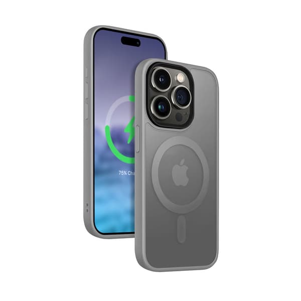 Crong Hybrid Frost MAG Cover - iPhone 15 Pro MagSafe-cover (grå)