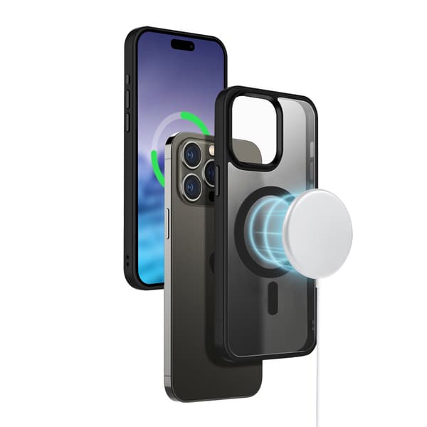 Crong Hybrid Frost MAG -suojakuori - iPhone 15 MagSafe -kotelo (musta)