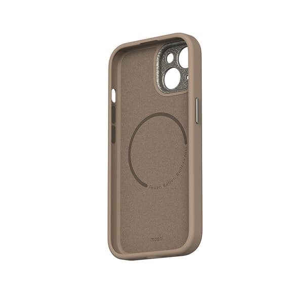 Moshi Napa MagSafe - iPhone 15 -nahkakotelo (Woodsmoke Brown)