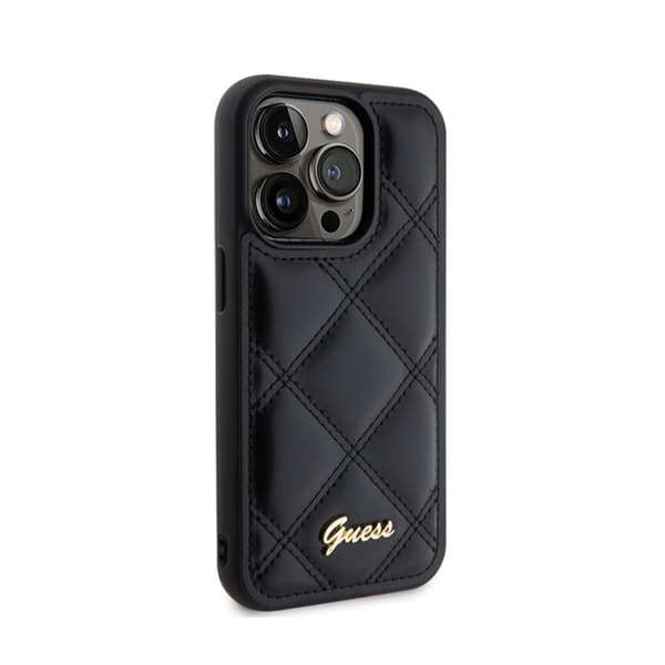 Guess Quiltet Metal Logo - iPhone 15 Pro cover (sort)