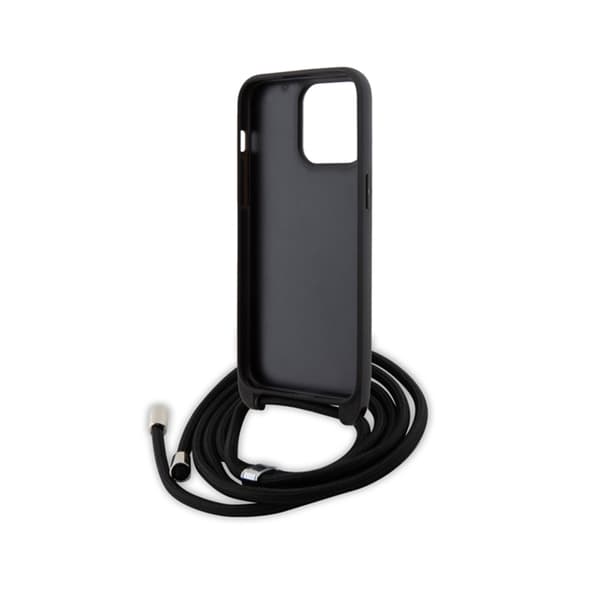 Karl Lagerfeld Saffiano Metal Pin Karl & Choupette - iPhone 15 Pro Max -kotelo (musta)