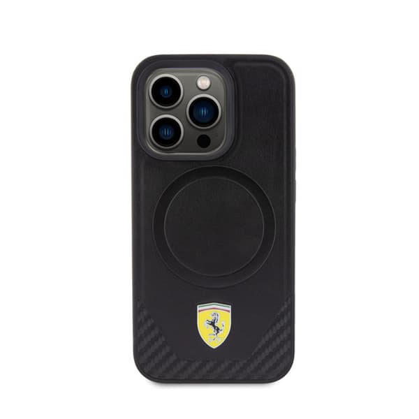 Ferrari Carbon Metal Logo MagSafe - iPhone 15 Pro cover (sort)