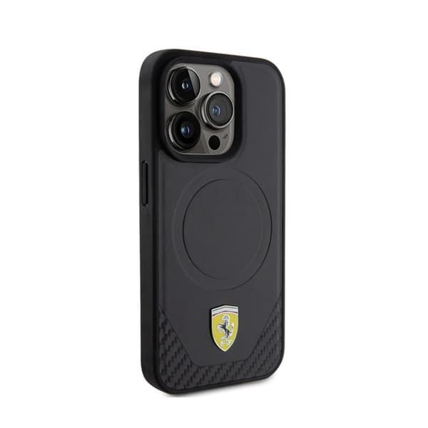 Ferrari Carbon Metal Logo MagSafe - iPhone 15 Pro cover (sort)
