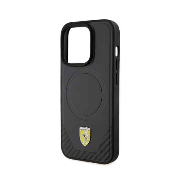 Ferrari Carbon Metal Logo MagSafe - iPhone 15 Pro cover (sort)