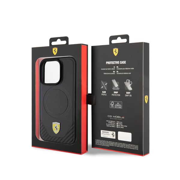 Ferrari Carbon Metal Logo MagSafe - iPhone 15 Pro cover (sort)
