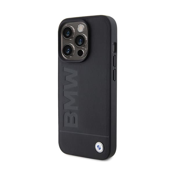BMW Læder Hot Stamp MagSafe - iPhone 15 Pro Etui (Sort)