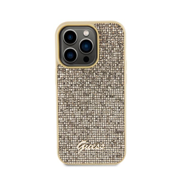 Guess Disco Metal Script - iPhone 15 Pro-skal (guld)
