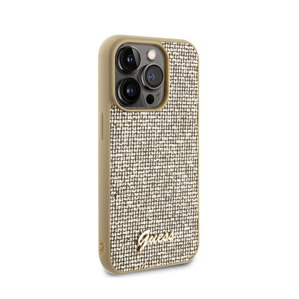 Guess Disco Metal Script - iPhone 15 Pro-skal (guld)