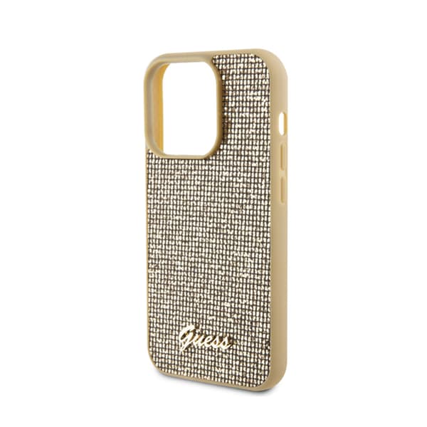 Guess Disco Metal Script - iPhone 15 Pro-skal (guld)