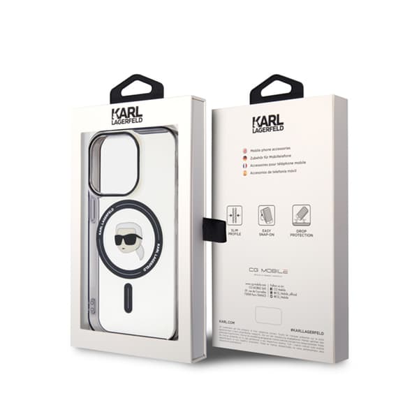Karl Lagerfeld IML Karl Head MagSafe - iPhone 15 Pro -suojakuori (kirkas)