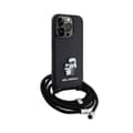 Miniatyrbillede 3 af 7: Karl Lagerfeld Crossbody Saffiano Metal Pin Karl & Choupette - iPhone 15 Pro cover (sort)