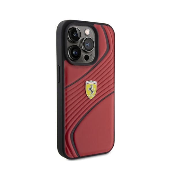 Ferrari Twist Metal Logo - iPhone 15 Pro cover (rød)