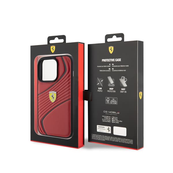 Ferrari Twist Metal Logo - iPhone 15 Pro cover (rød)