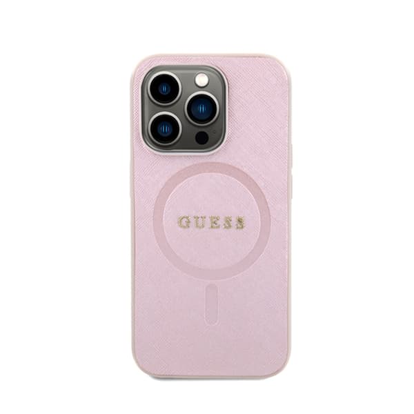 Guess Saffiano MagSafe - iPhone 15 Pro cover (lyserød)