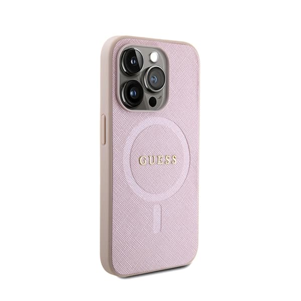 Guess Saffiano MagSafe - iPhone 15 Pro cover (lyserød)