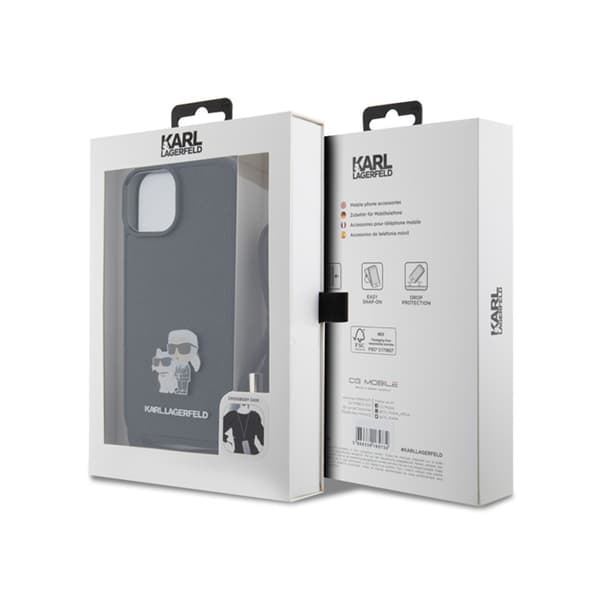 Karl Lagerfeld Crossbody Saffiano Metal Pin Karl & Choupette - iPhone 15 Plus cover (sort)