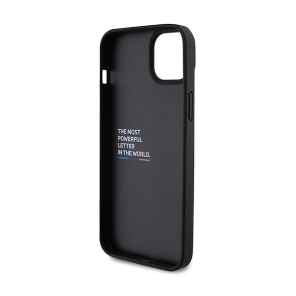 BMW nahkainen hiilensininen linja - iPhone 15 Plus -kotelo (musta)