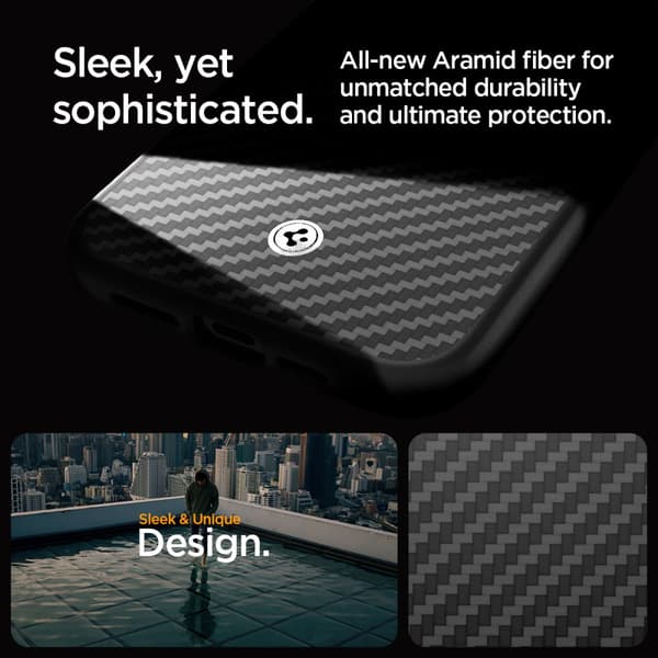 Spigen Enzo Aramid Mag MagSafe - iPhone 15 Pro cover (sort)
