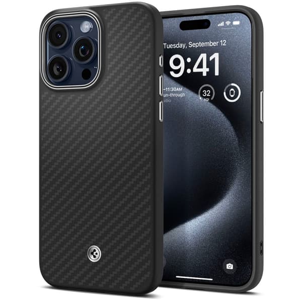 Spigen Enzo Aramid Mag MagSafe - iPhone 15 Pro cover (sort)